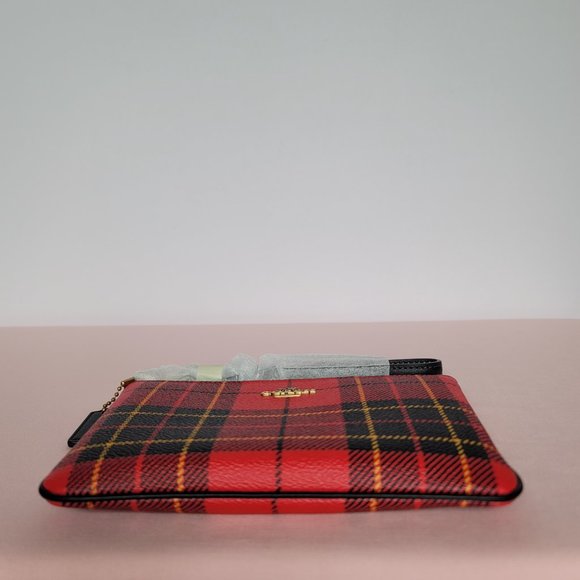 COACH Small Printed Plaid Coated Canvas Wristlet- Red Multi $75. ⭐ - Picture 9 of 16